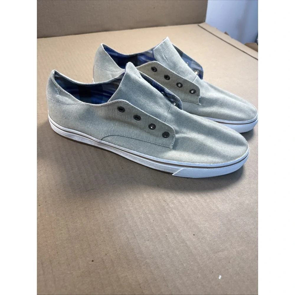 Tommy Bahama Shoes Mens Size 12 Beige Canvas Boat Shoes Casual TB7F00113